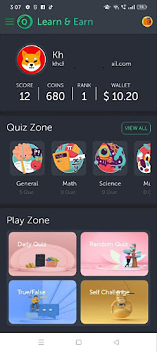 Android application Learn & Earn screenshort