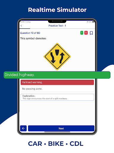 Screenshot of Maine BMV Permit Practice