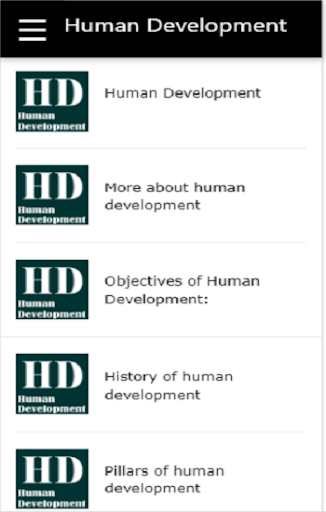 Android application Human Development App screenshort