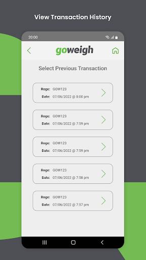 Android application Goweigh Connect screenshort