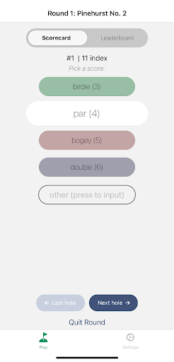 Leaderboard Golf App Screen 2