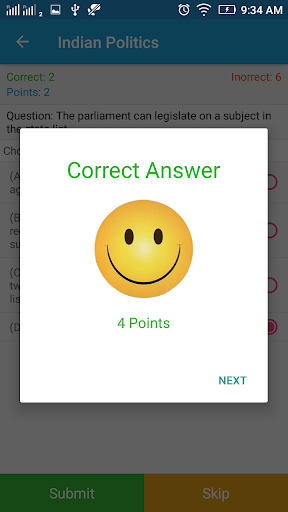 Online exam Question & Answer Screen 3