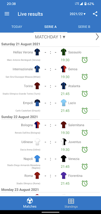 Live Scores for Serie A Italy - 4.2.5 - (Android)