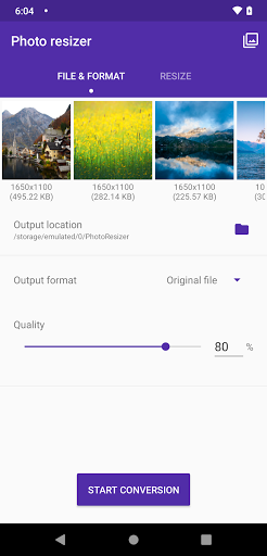 Android application Photo resizer screenshort