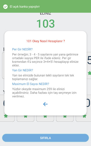 101 Okey Hesaplama Screen 3