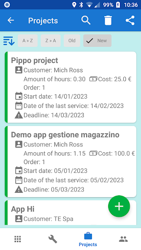 Work Tracker demo Screen 2