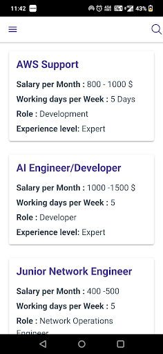 Android application Tech Support screenshort
