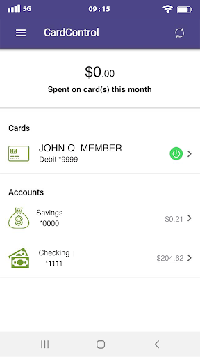 EPFCU CardControl Screen 3