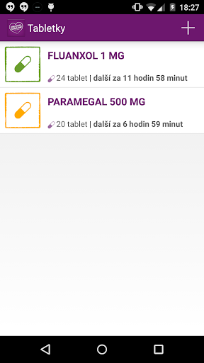 Android application Tabletky screenshort
