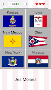 50 US States Map, Capitals & Flags - American Quiz