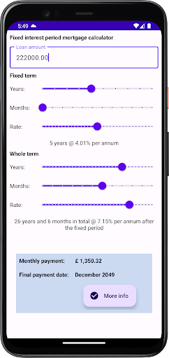 Android application Simple Mortgage Calculator screenshort