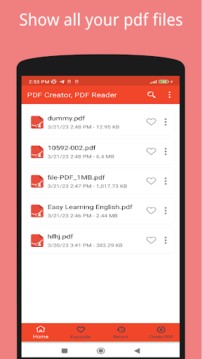 Android application PDF Reader - View and Creator screenshort