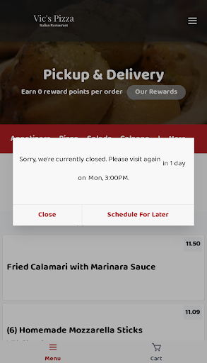 Android application Vic's Pizza screenshort