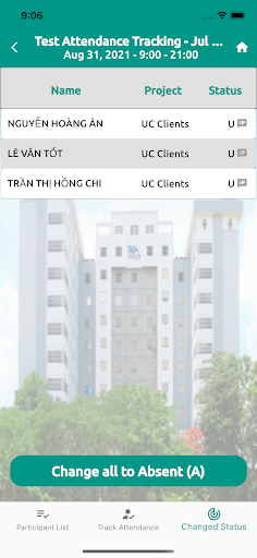 TMA Attendance Tracking Screen 2