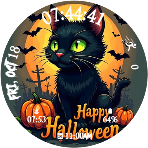 Cute Halloween Cat Watch Face Unduh di Windows