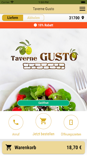 Android application Taverne Gusto screenshort