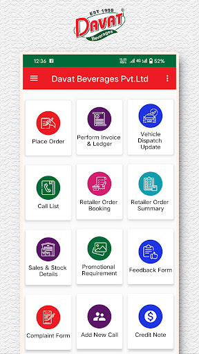 Android application Davat Beverages screenshort