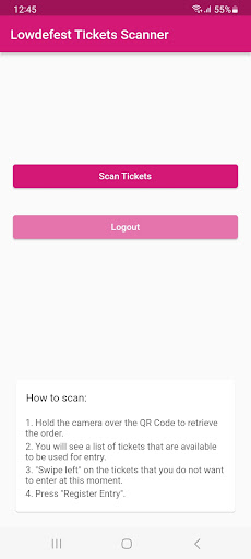 Android application Lowdefest Tickets Scanner screenshort