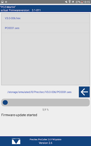 Precitec ProCutter 2.0 Firmwar Screen 3