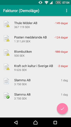 Android application Raindance - Attestera faktura screenshort