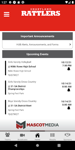 Sharyland ISD Athletics Screen 3