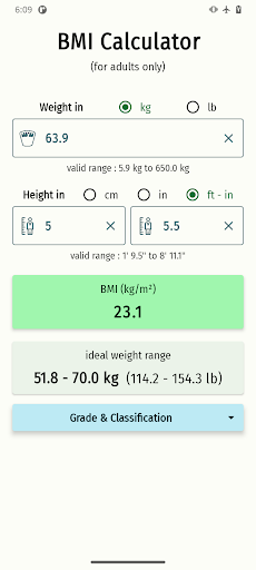 BMI Calculator Screen 2