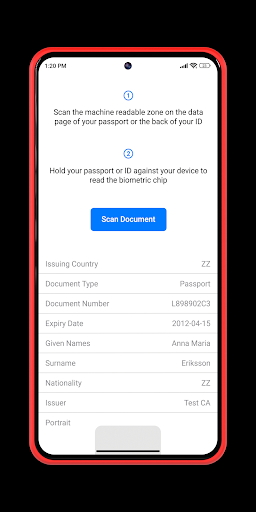 Biometric Passport Reader Screen 3