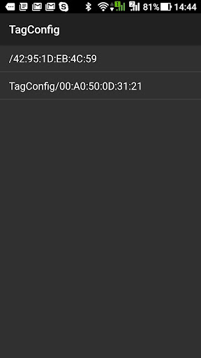 Android application BLE Active RFID Tag configurat screenshort