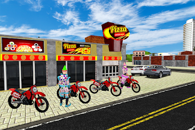 Clown Pizza Boy Bike Delivery