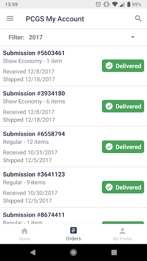 PCGS My Account - Orders, Show Screen 3