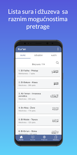 Android application Kur'an sa prevodom i tefsirom screenshort