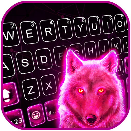 Neon Pink Wolf Keyboard Backgr logo