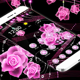 Theme Pink Rose Black Flowers Pendants icon