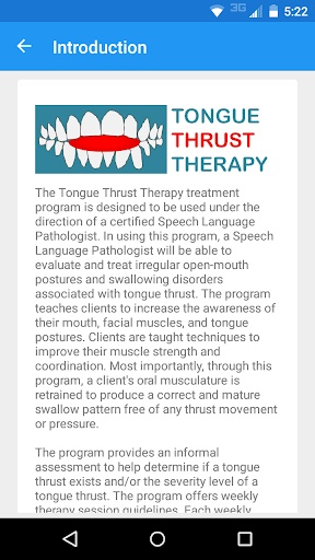 Android application Tongue Thrust Therapy screenshort