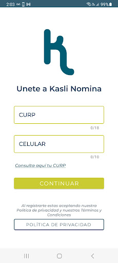 Android application Kasli Nómina screenshort