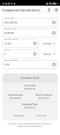 Compound interest simulator