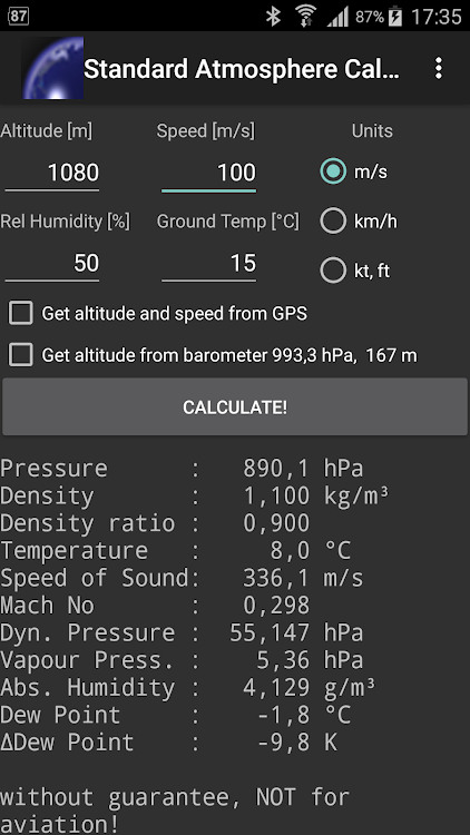Standard Atmosphere Calculator - 2.0.1 - (Android)