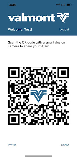 Valmont Digital Business Card Screen 2
