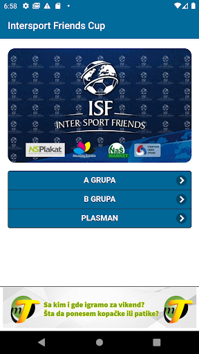 Android application Inter Sport Friends Cup screenshort
