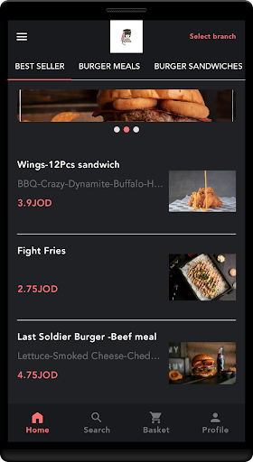 Android application Army Burger screenshort