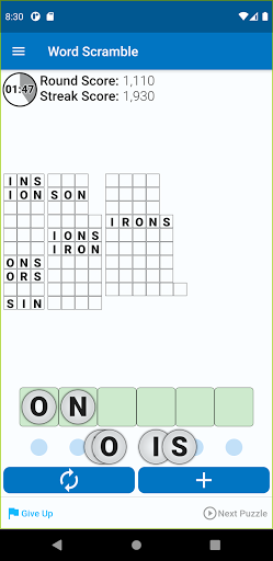 Android application Word Scramble screenshort