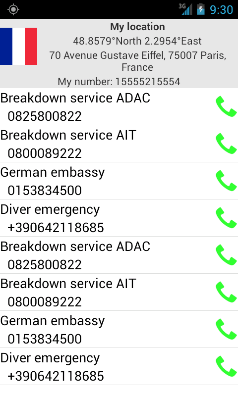 Android application Mobile emergency call screenshort