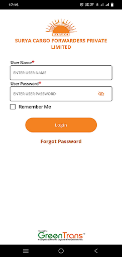 Android application Surya Cargo CRM screenshort