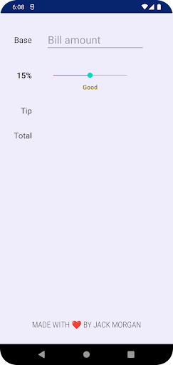 Android application Tip Calculator screenshort