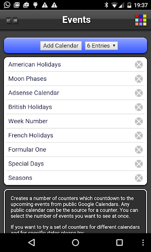 Android application Events screenshort