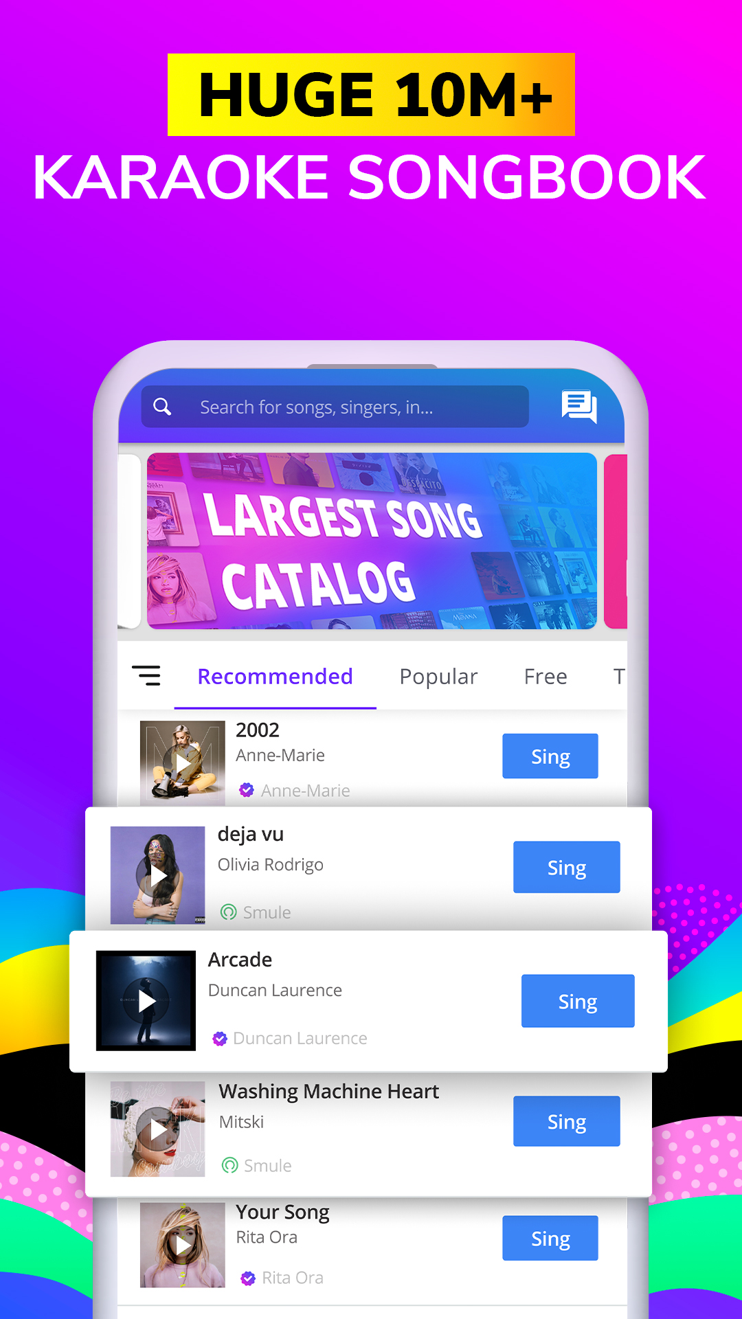 Android application Smule: Sing 10M+ Karaoke Songs screenshort