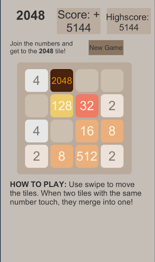 Android application 2048 screenshort