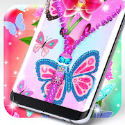 Cute pink butterflies lock screen