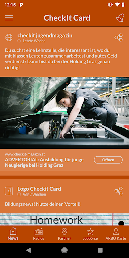 Android application checkit card Steiermark screenshort