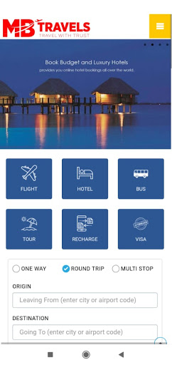 Android application MB Travels screenshort
